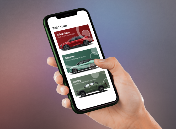 SUN Motors App shown on a smartphone